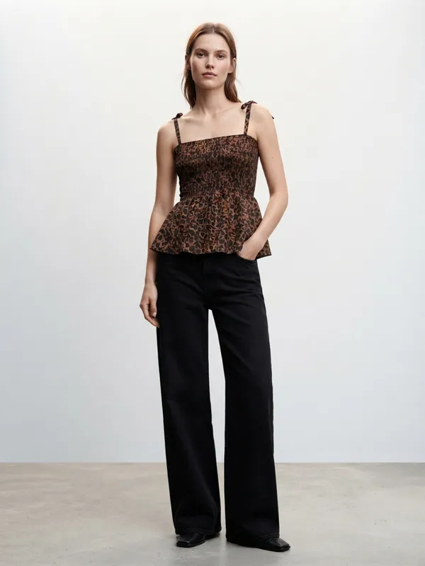 ANVI_Be_Yourself_Women_Animal_Printed_Brown_Crepe_Shoulder_Straps_Sleeveless_Smocked_Fitted_Top