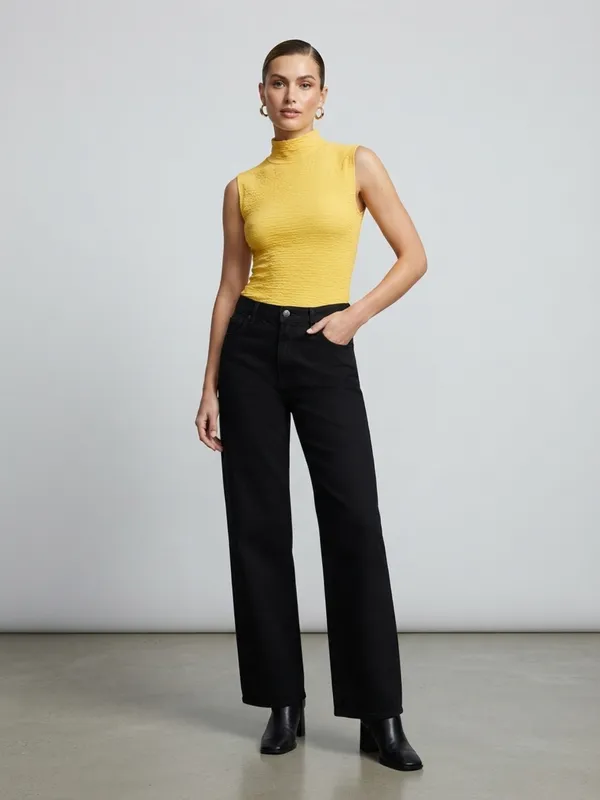 ANVI_Be_Yourself_Solid_Yellow_Scrabble_Ribbed_High_Neck_Sleeveless_Regular_Top