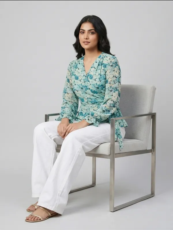 ANVI_Be_Yourself_Floral_Printed_Sea_Green_Georgette_V_Neck_Long_Sleeve_Waist_tie-ups_Wrap_Top