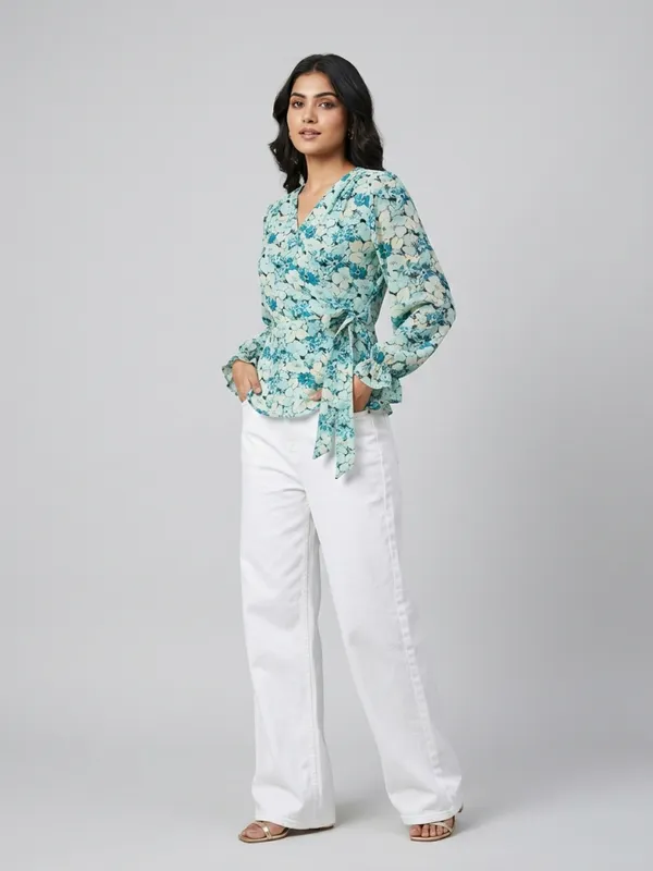 ANVI_Be_Yourself_Floral_Printed_Sea_Green_Georgette_V_Neck_Long_Sleeve_Waist_tie-ups_Wrap_Top