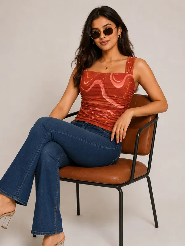 ANVI_Be_Yourself_Abstract_Printed_Wine_Lycra_Net_Square_Neck_Sleeveless_Fitted_Top