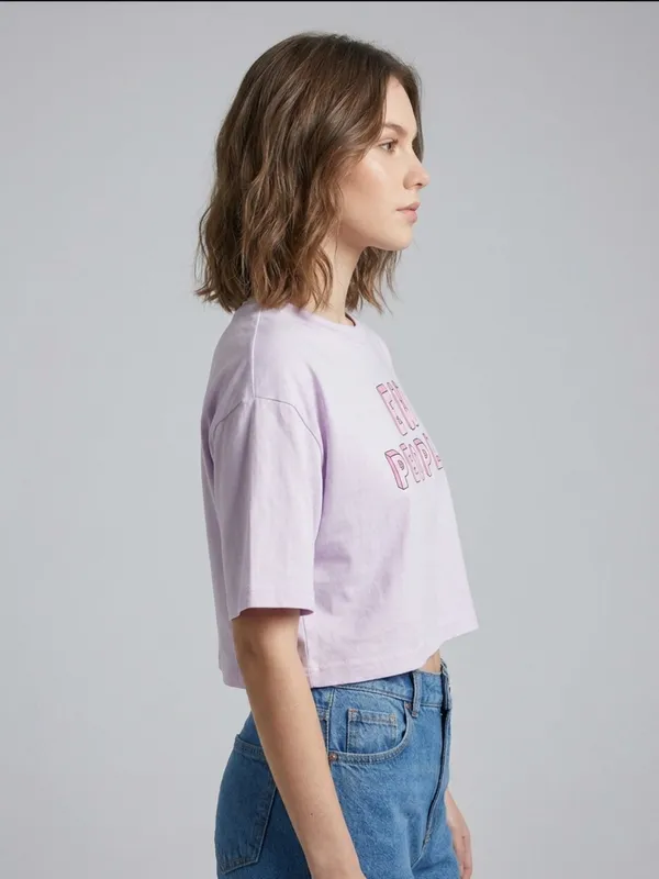 ANVI_Be_Yourself_Women_Printed_Lavender_Cotton_Round_Neck_Half_Sleeve_Oversized_Crop_T-Shirt