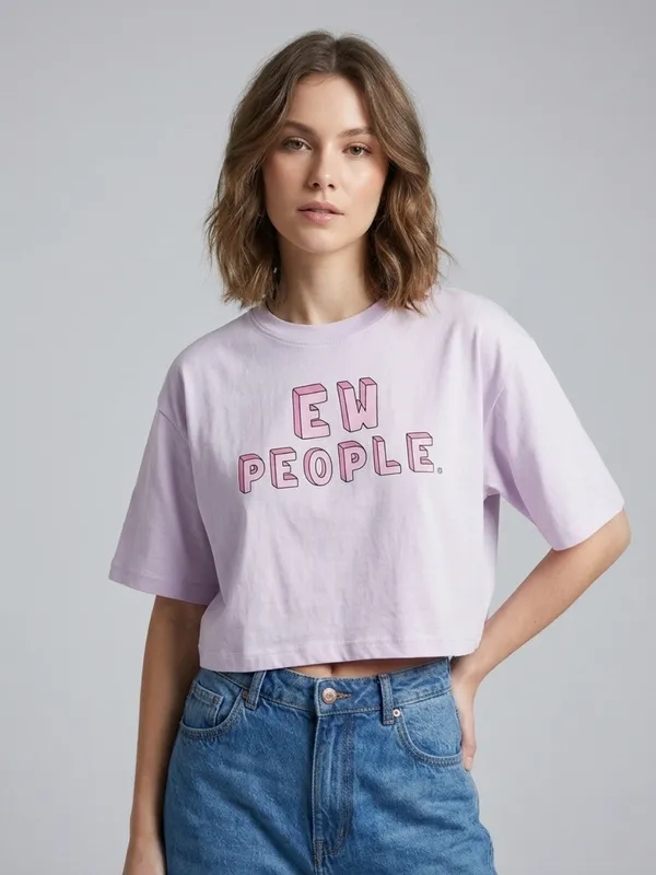 ANVI_Be_Yourself_Women_Printed_Lavender_Cotton_Round_Neck_Half_Sleeve_Oversized_Crop_T-Shirt