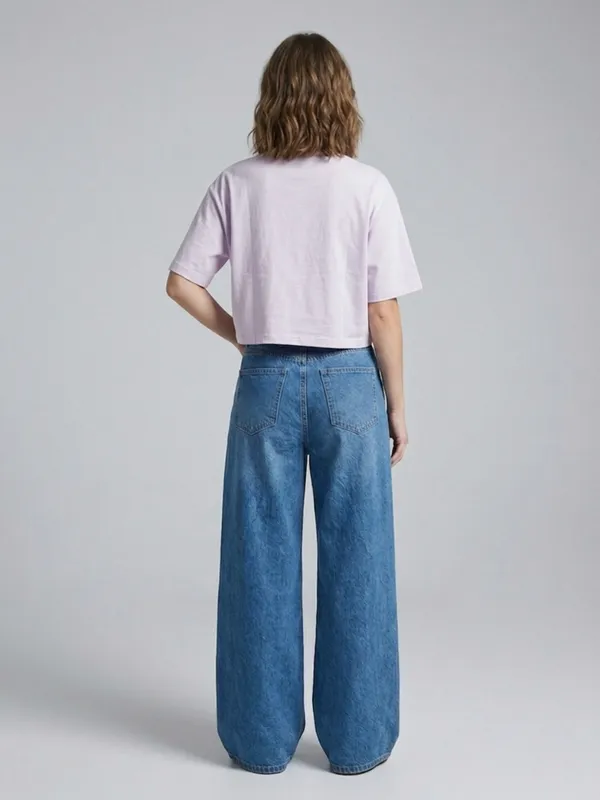 ANVI_Be_Yourself_Women_Printed_Lavender_Cotton_Round_Neck_Half_Sleeve_Oversized_Crop_T-Shirt