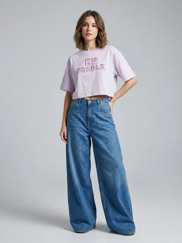 ANVI_Be_Yourself_Women_Printed_Lavender_Cotton_Round_Neck_Half_Sleeve_Oversized_Crop_T-Shirt
