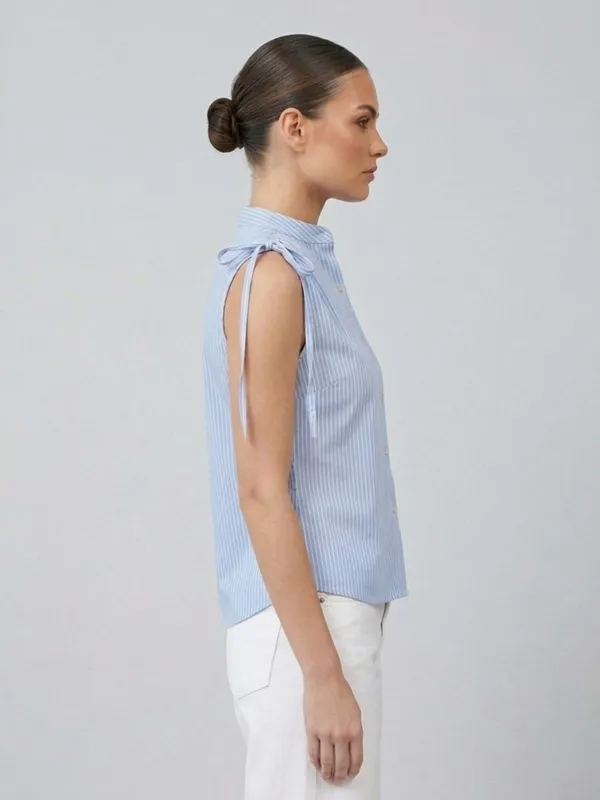 ANVI_Be_Yourself_Women_Stripped_Blue_Cotton_Mandarin_Neck_Sleeveless_Front_Buttoned_Regular_Top