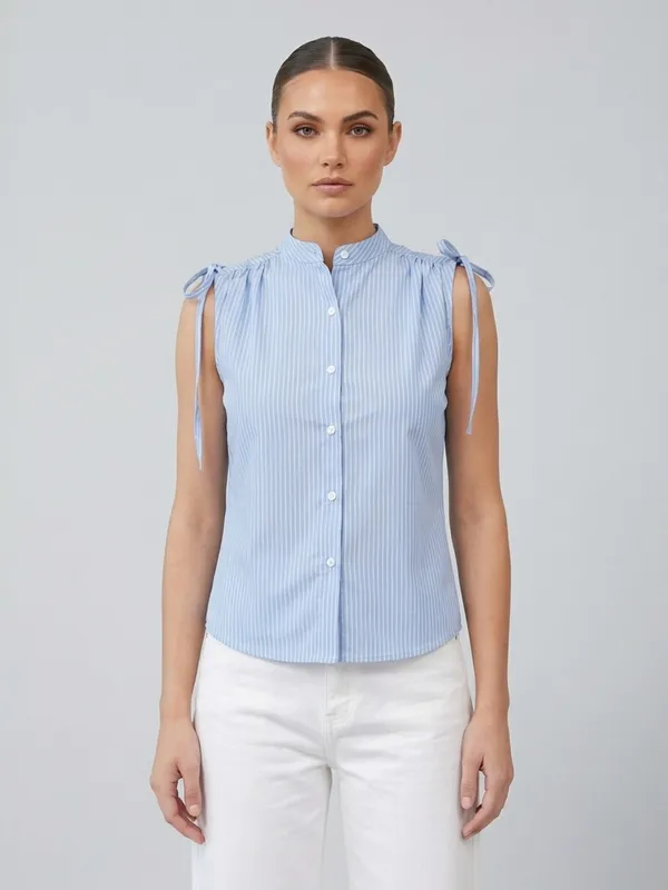 ANVI_Be_Yourself_Women_Stripped_Blue_Cotton_Mandarin_Neck_Sleeveless_Front_Buttoned_Regular_Top