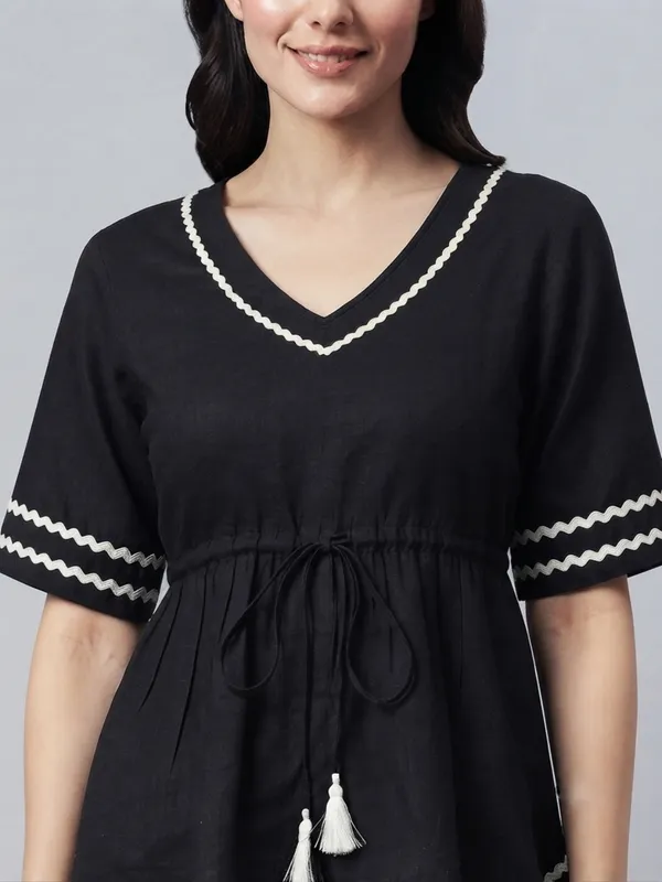 ANVI_Be_Yourself_Women's_Solid_Pink_Rayon_V_Neck_Half_Flared_Sleeve_Regular_Waist_tie-ups_Peplum_Top