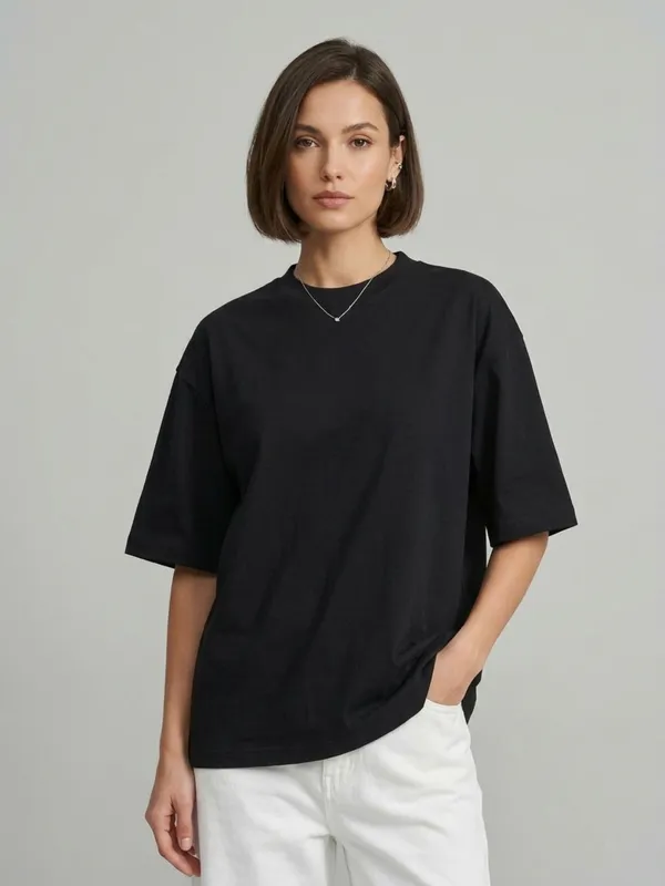 ANVI_Be_Yourself_Women_Solid_Black_Cotton_Round_Neck_Half_Sleeve_Oversized_T-Shirt