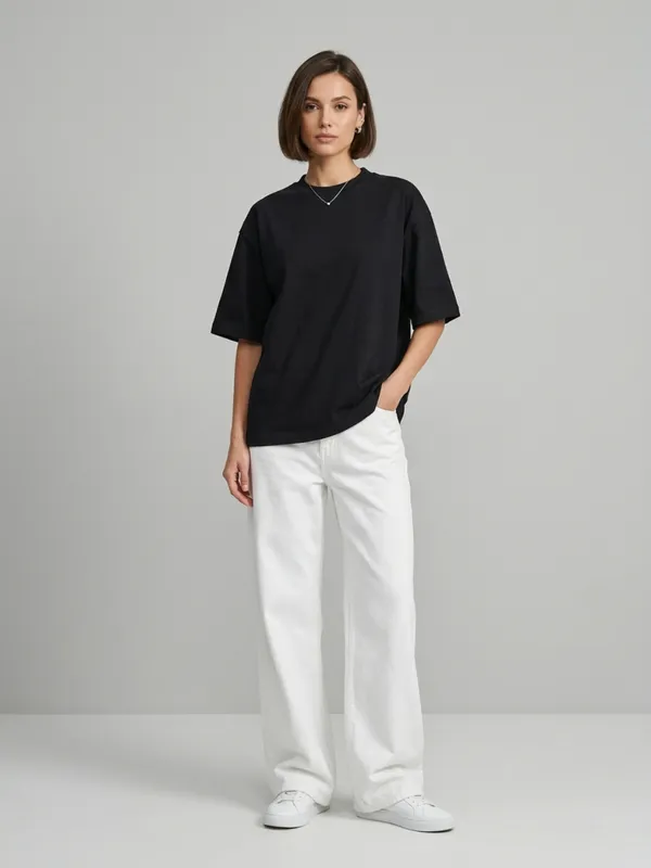 ANVI_Be_Yourself_Women_Solid_Black_Cotton_Round_Neck_Half_Sleeve_Oversized_T-Shirt