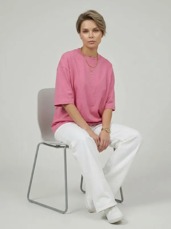 Women_Solid_Pink_Cotton_Round_Neck_Half_Sleeve_Oversized_T-shirt