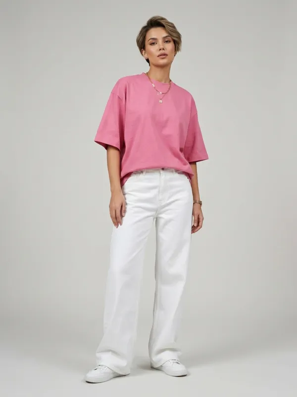 Women_Solid_Pink_Cotton_Round_Neck_Half_Sleeve_Oversized_T-shirt