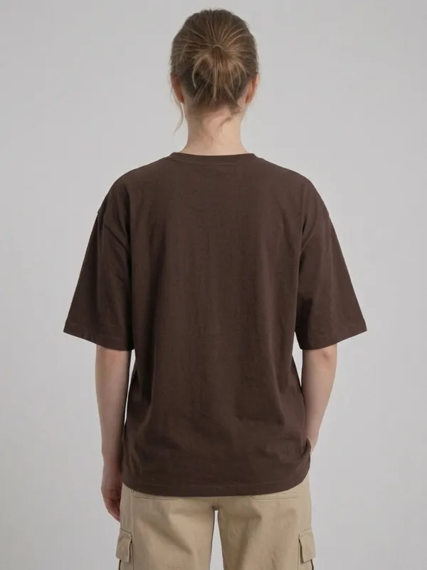 ANVI_Be_Yourself_Women_Printed_Brown_Cotton_Round_Neck_Half_Sleeve_Oversized_T-Shirt