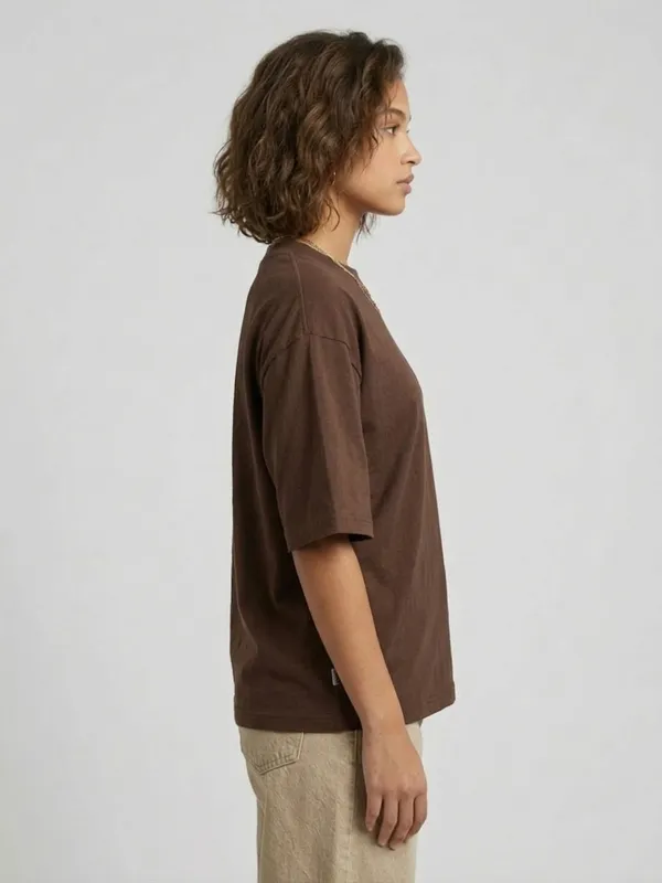 Women_Solid_Dark_Brown_Cotton_Round_Neck_Half_Sleeve_Oversized_T-shirt