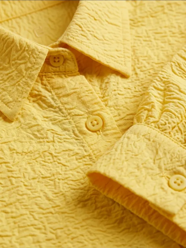 ANVI_Be_Yourself_Women_Solid_Yellow_Scrabble_Ribbed_Collared_Neck_Long_Sleeve_Button_Down_Causal_Regular_Shirt