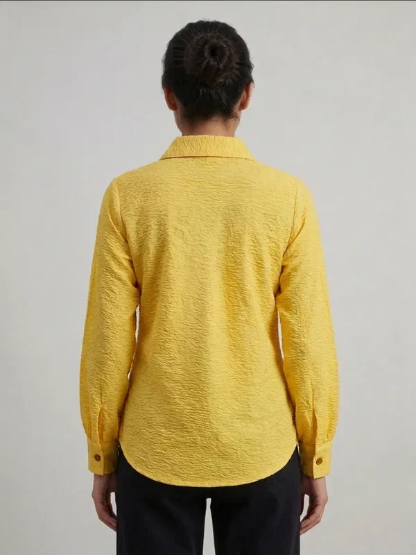 ANVI_Be_Yourself_Women_Solid_Yellow_Scrabble_Ribbed_Collared_Neck_Long_Sleeve_Button_Down_Causal_Regular_Shirt
