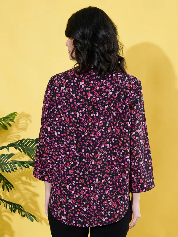 Women_Floral_Printed_Multicolor_Mandarin_Neck_Crepe_Casual_Top