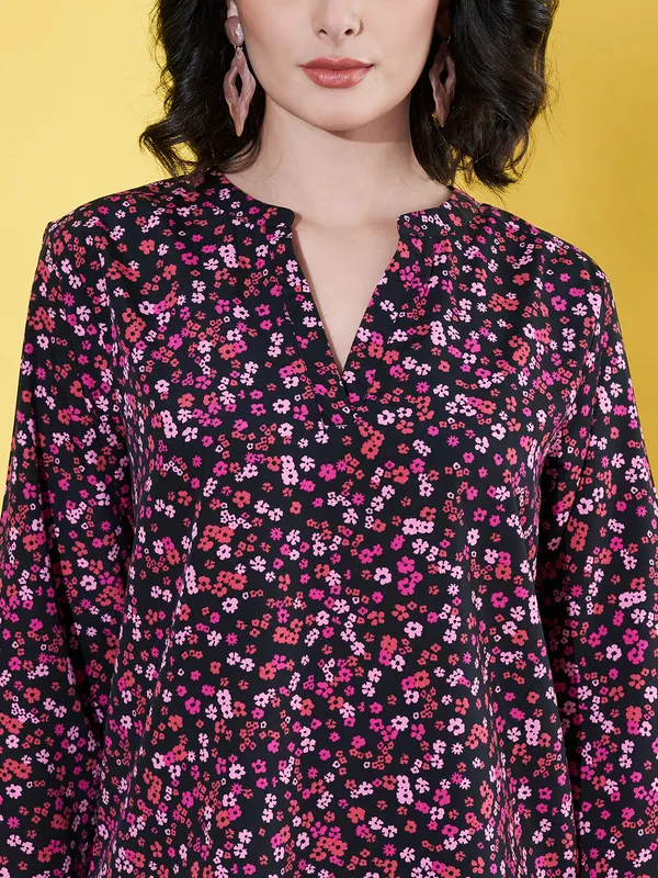 Women_Floral_Printed_Multicolor_Mandarin_Neck_Crepe_Casual_Top