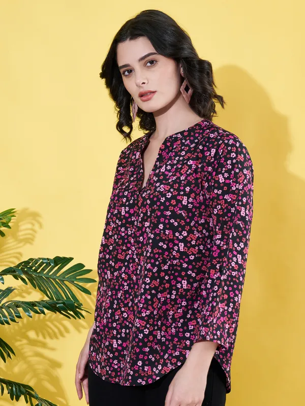 Women_Floral_Printed_Multicolor_Mandarin_Neck_Crepe_Casual_Top
