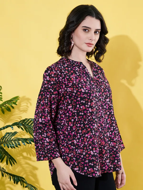 Women_Floral_Printed_Multicolor_Mandarin_Neck_Crepe_Casual_Top