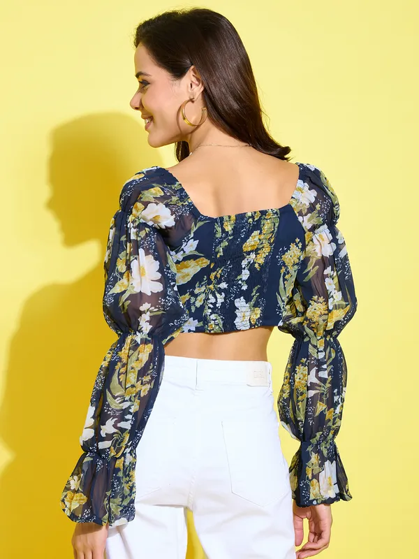 Navy_Blue_&_Mustard_Yellow_Floral_Print_Crop_Top