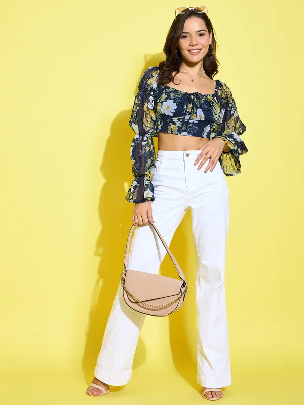 Navy_Blue_&_Mustard_Yellow_Floral_Print_Crop_Top