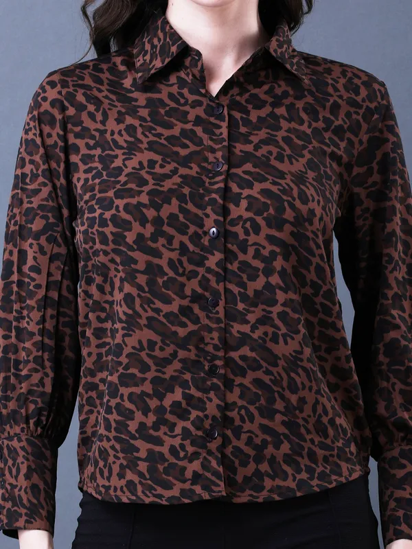 Brown_Crepe_Regular_Fit_Top_Animal_Print_For_Women.