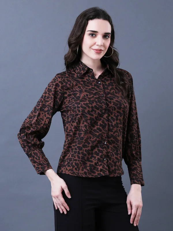 Brown_Crepe_Regular_Fit_Top_Animal_Print_For_Women.
