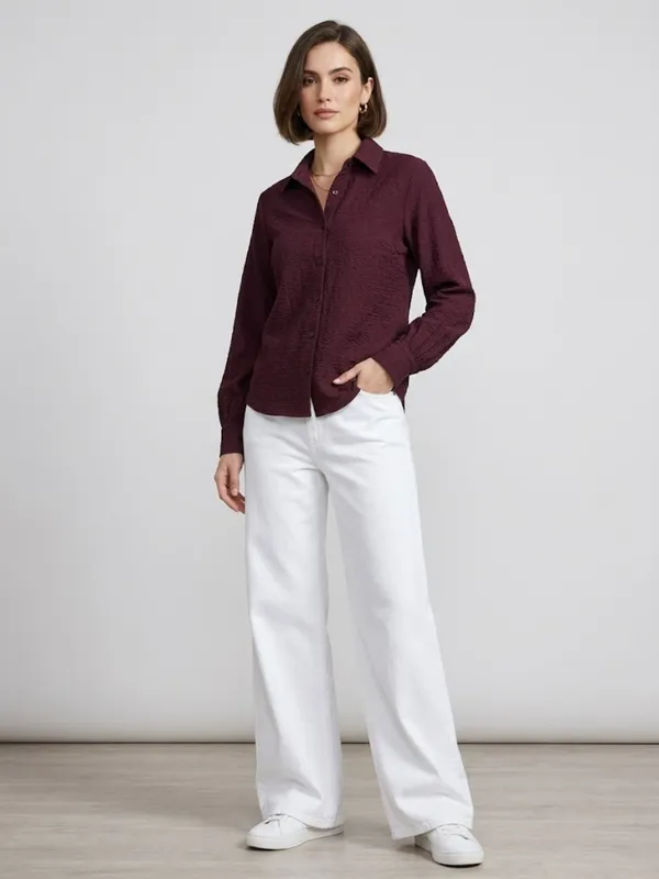 ANVI_Be_Yourself_Women_Solid_Wine_Scrabble_Ribbed_Collared_Neck_Long_Sleeve_Button_Down_Causal_Regular_Shirt