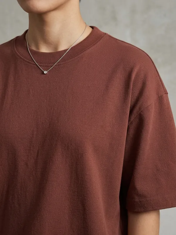 Women_Solid_Brown_Cotton_Round_Neck_Half_Sleeve_Oversized_T-shirt