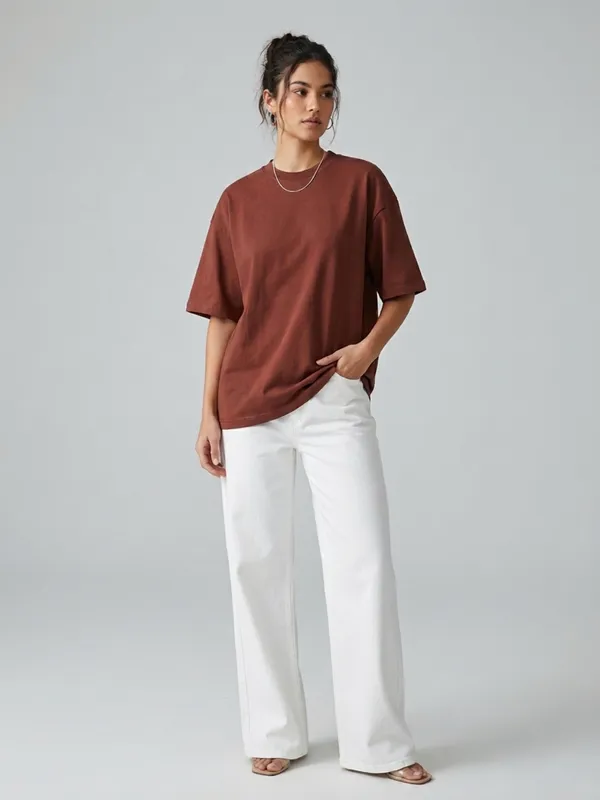 Women_Solid_Brown_Cotton_Round_Neck_Half_Sleeve_Oversized_T-shirt