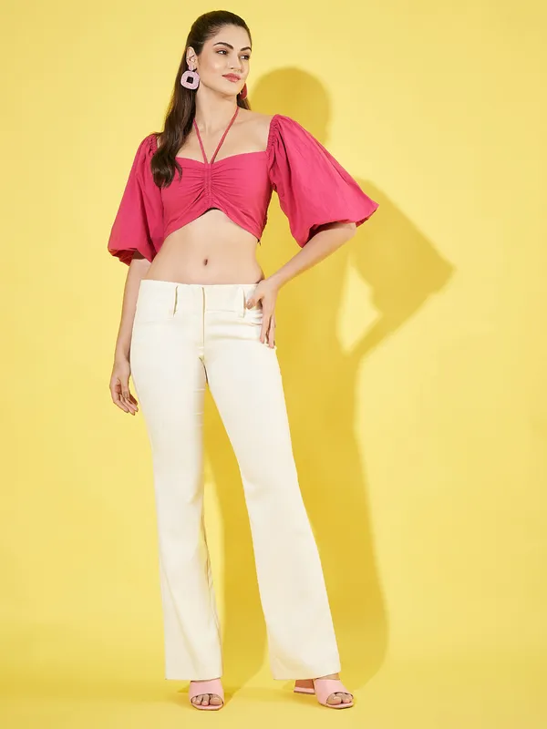 Women_Solid_Pink_Sweetheart_Neck_Puff_Sleeve_Cotton_Crop_Top