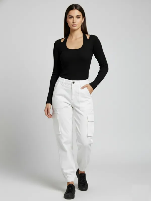 Women_Black_Stylish_Neck_Long_Sleeve_Ribbed_Regular_Top