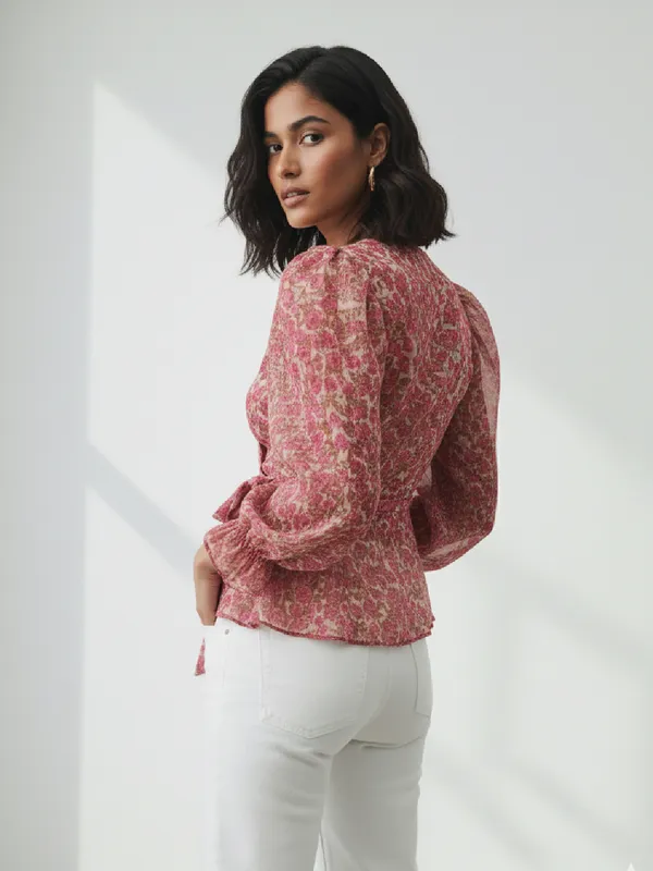 ANVI_Be_Yourself_Women_Floral_Printed_Pink_Chiffon_V_Neck_Long_Sleeve_Waist_Tie-ups_Wrap_Top