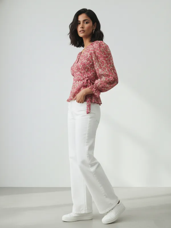 ANVI_Be_Yourself_Women_Floral_Printed_Pink_Chiffon_V_Neck_Long_Sleeve_Waist_Tie-ups_Wrap_Top