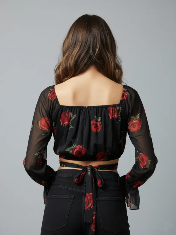 Women_Floral_Printed_Square_Neck_Net_Crop_Top