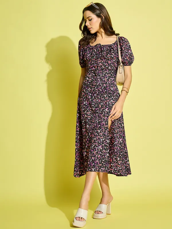 Pink_Crepe_Floral_Print_A-Line_Midi_Slit_Dress_For_Women