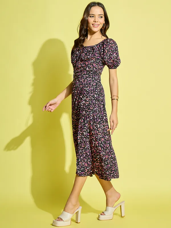Pink_Crepe_Floral_Print_A-Line_Midi_Slit_Dress_For_Women