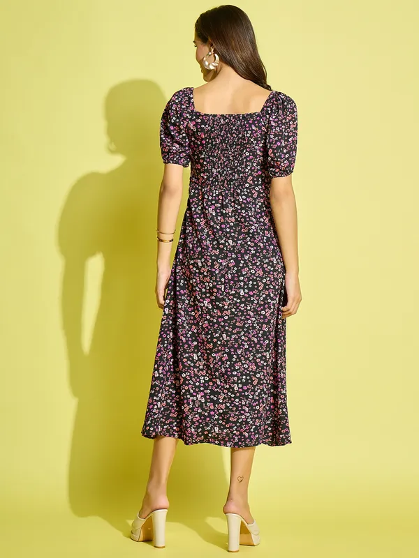 Pink_Crepe_Floral_Print_A-Line_Midi_Slit_Dress_For_Women