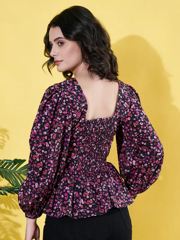 Women_Floral_Printed_Multicolor_V_Neck_Crepe_Casual_Peplum_Top