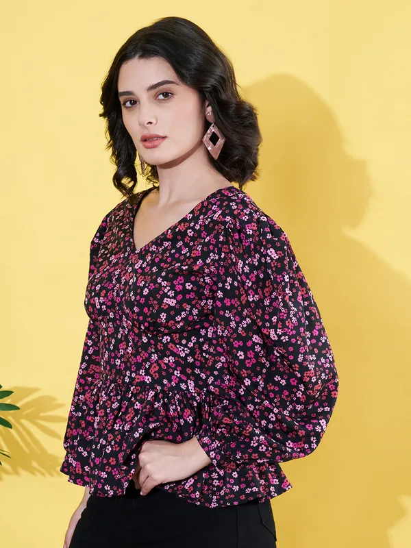 Women_Floral_Printed_Multicolor_V_Neck_Crepe_Casual_Peplum_Top