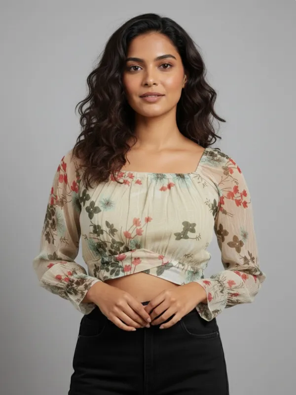 Women_Floral_Printed_Square_Neck_Net_Crop_Top