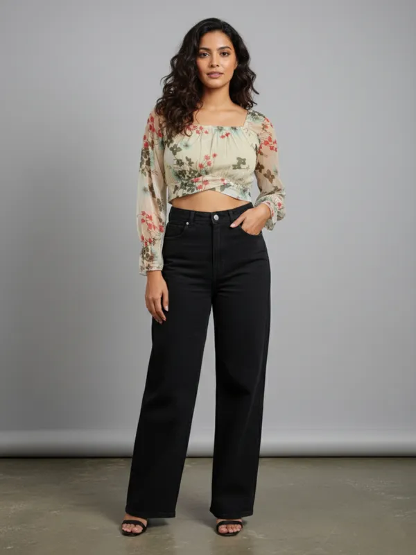 Women_Floral_Printed_Square_Neck_Net_Crop_Top