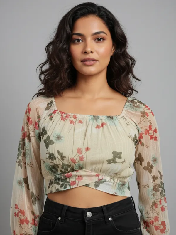 Women_Floral_Printed_Square_Neck_Net_Crop_Top
