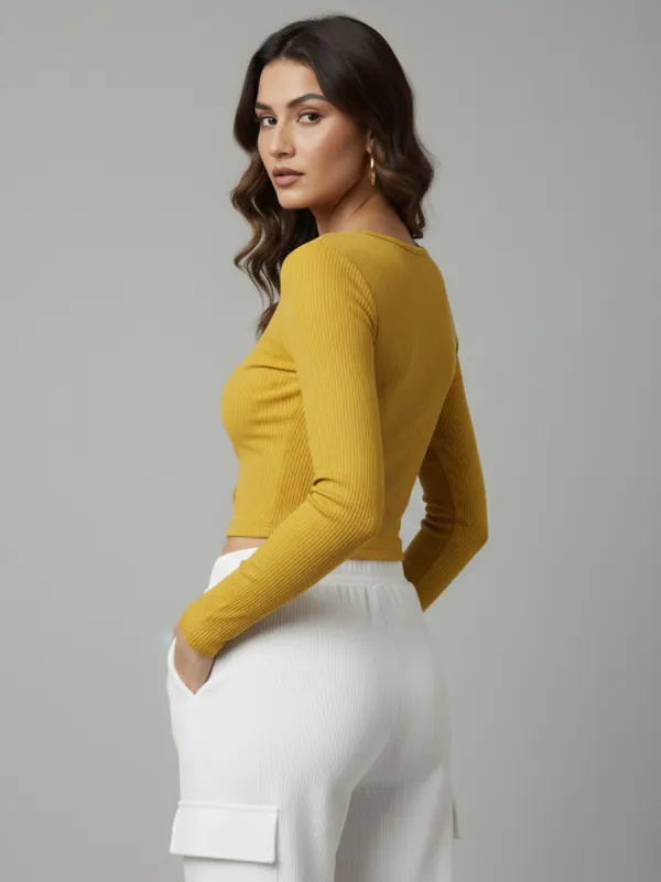 Women's_Stylish_Solid_Yellow_Round_Neck_Long_Sleeve_Casual_Ribbed_Crop_Top_||_Women_Boat_Neck_Full_Sleeve_Fitted_Crop_Top