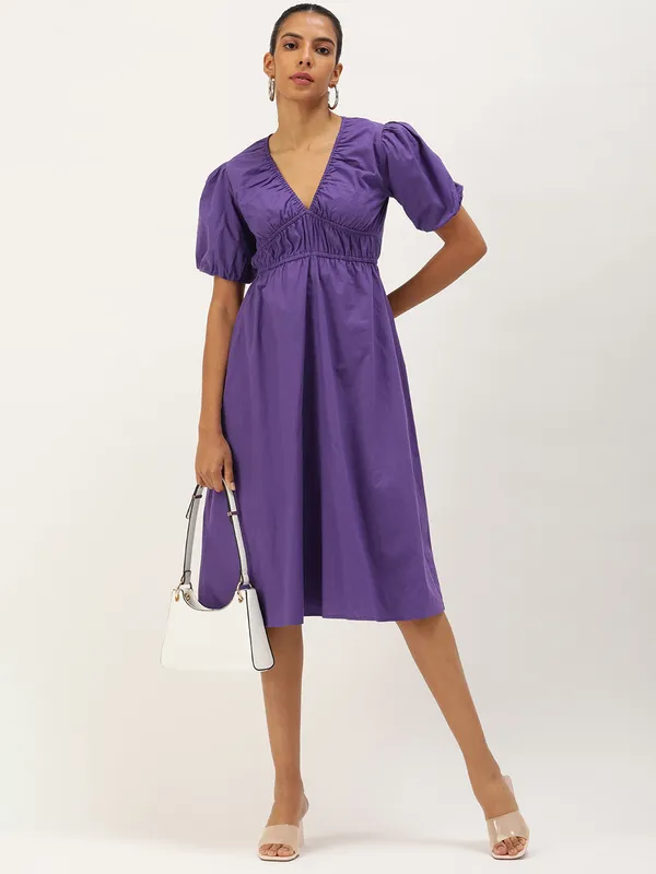 Purple_Cotton_Blend_Fit_and_Flare_Dress_For_Women