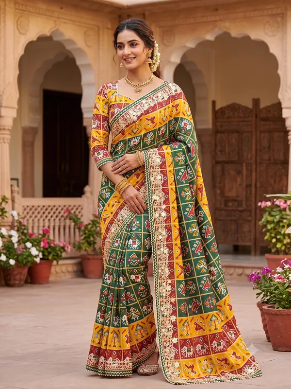 Patola_inspired_Saree_with_gota_work_