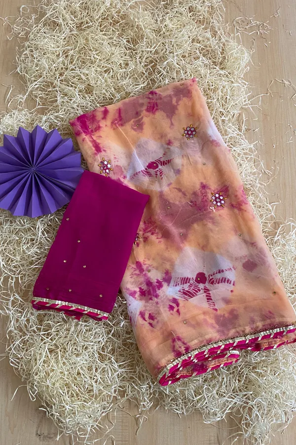 MIRROR_WORK_TIE_DYE_SAREE-PEACH_RANI