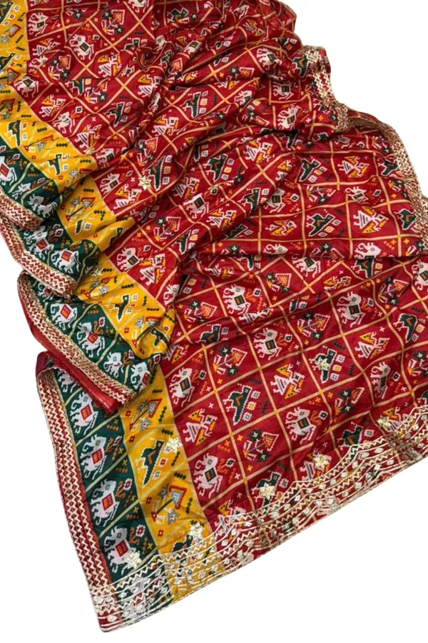Patola_inspired_Saree_with_gota_work_