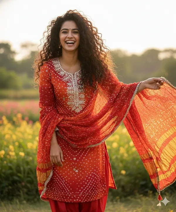 Four_Piece_Shaded_Orange_Unstitched_Art_silk_suits